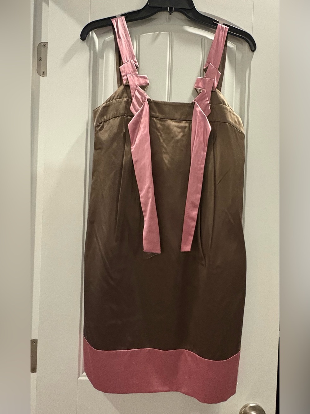 BCBGMaxAzria Silk Brown Dress with Pink Accents